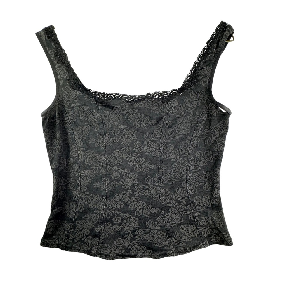 Arianne Lingerie Cropped Cami Top Womens S Floral Lace Trim Y2K Grunge *Hole*